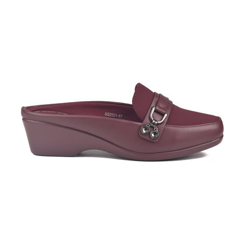Maroon Back Open Comfit Shoes WN1218