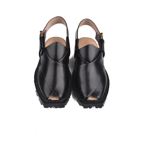 Black Nourozi Chappal MN3039