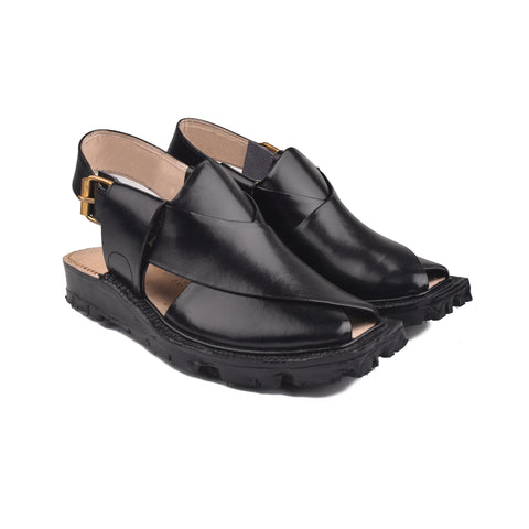 Black Nourozi Chappal MN3039