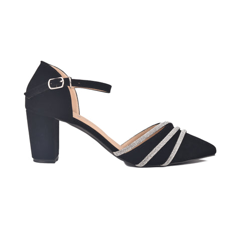 Black Fancy Court Shoes WN1198