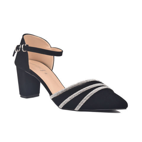 Black Fancy Court Shoes WN1198
