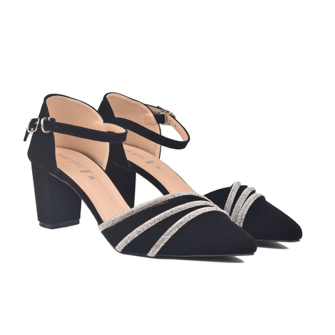 Black Fancy Court Shoes WN1198