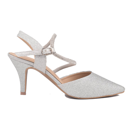 Silver Fancy Court Shoes WN1201
