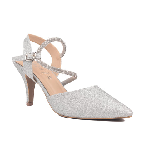 Silver Fancy Court Shoes WN1201