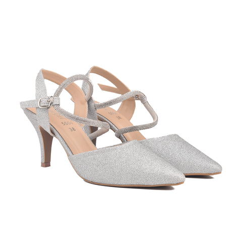 Silver Fancy Court Shoes WN1201