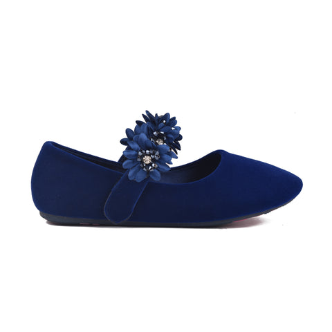 Girls Navy Suede Pumps KD801