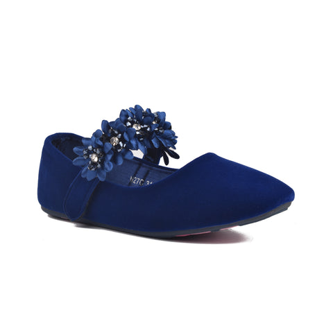 Girls Navy Suede Pumps KD801