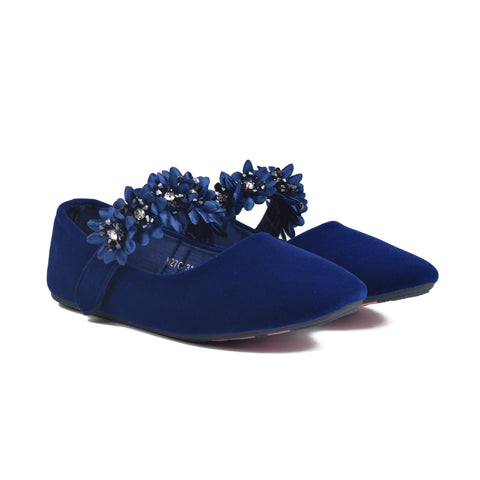 Girls Navy Suede Pumps KD801