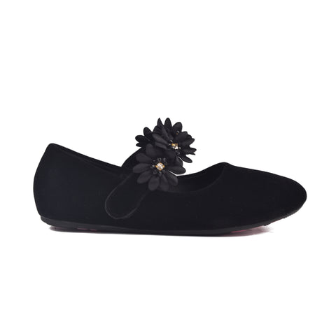 Girls Black Suede Pumps KD801