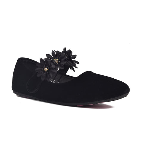 Girls Black Suede Pumps KD801