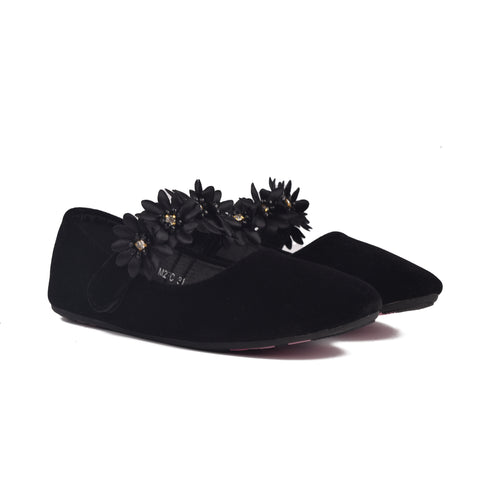 Girls Black Suede Pumps KD801