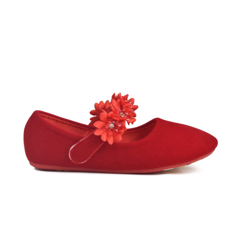 Girls Red Suede Pumps KD801