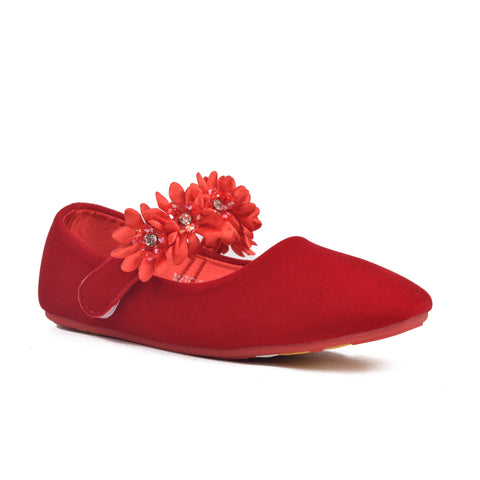 Girls Red Suede Pumps KD801
