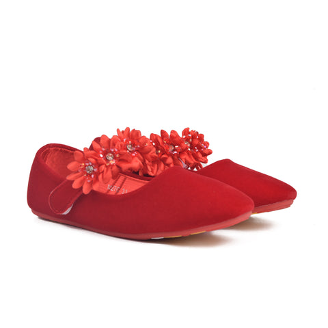 Girls Red Suede Pumps KD801