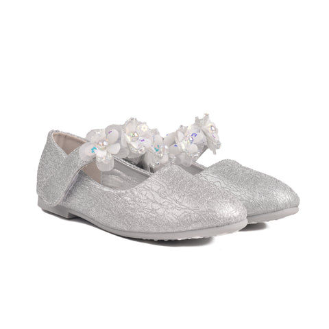 Girls Silver Fancy Pumps KD805