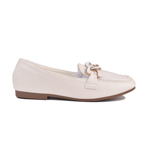 Girls White Formal Moccasins KD809