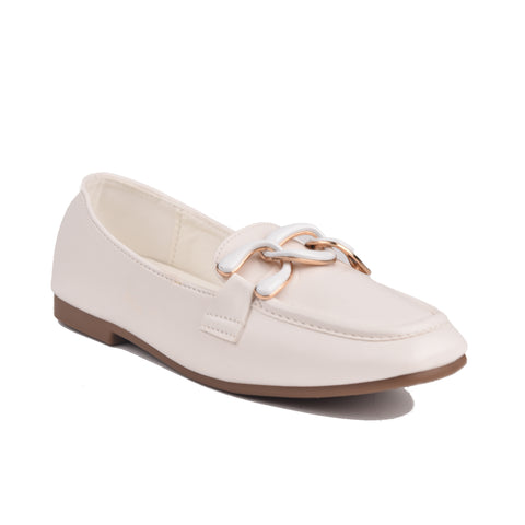 Girls White Formal Moccasins KD809