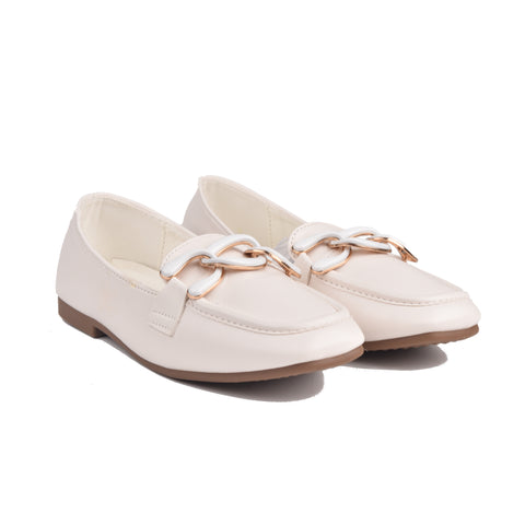 Girls White Formal Moccasins KD809