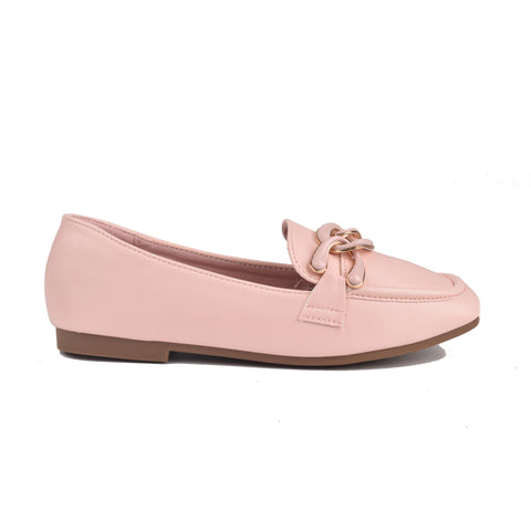 Girls Pink Formal Moccasins KD809
