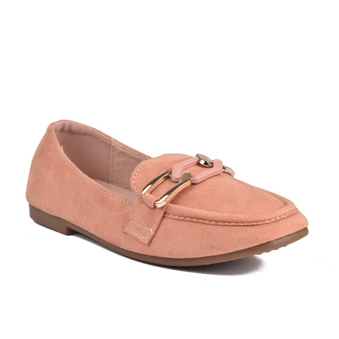 Girls Pink Suede Moccasins KD809