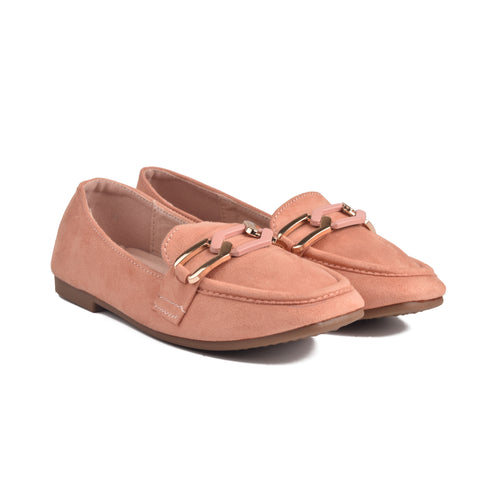 Girls Pink Suede Moccasins KD809