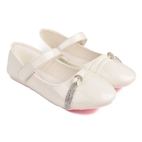 Girls White Casual Pumps KD812