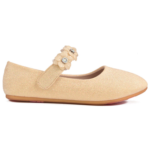 Girls Golden Fancy Pumps KD813
