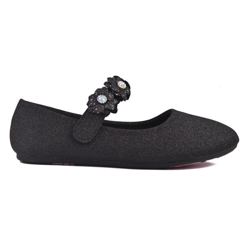 Girls Black Fancy Pumps KD813
