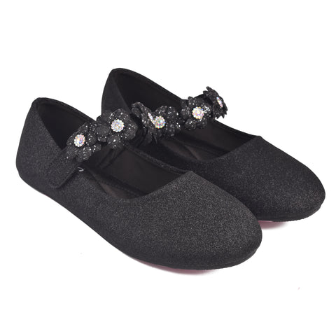 Girls Black Fancy Pumps KD813