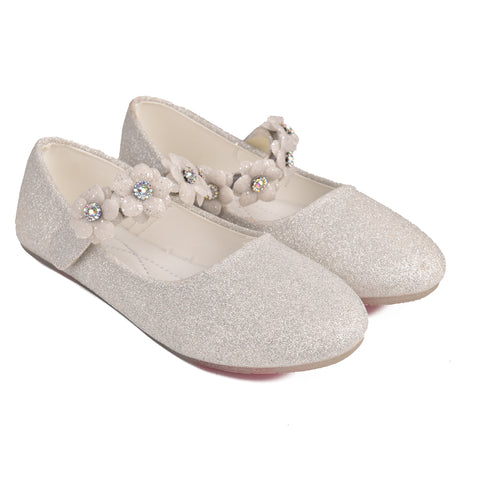 Girls White Fancy Pumps KD813
