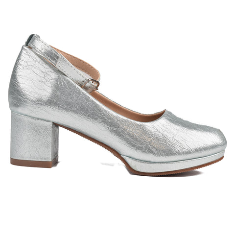 Girls Silver Formal Heals KD814