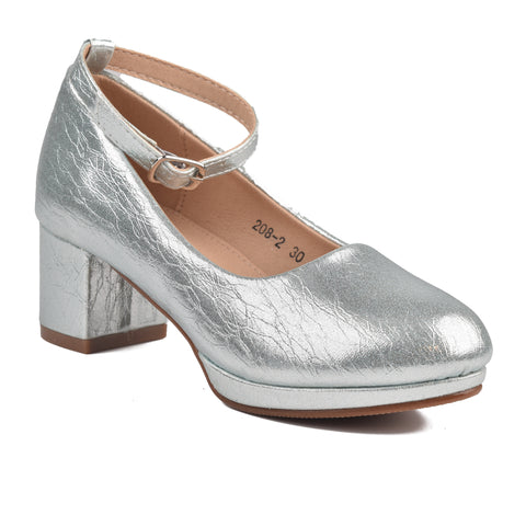 Girls Silver Formal Heals KD814
