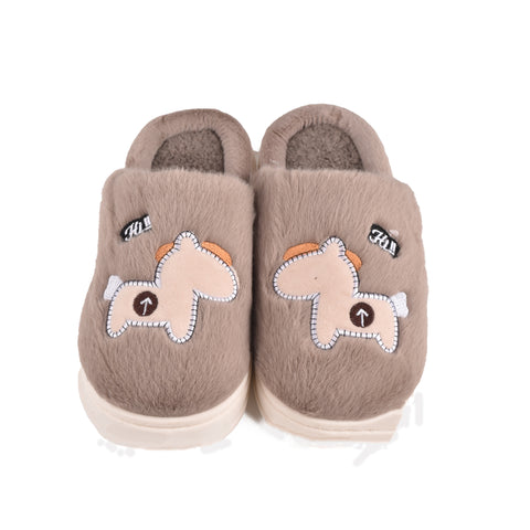 Kids Brown Fur Slides KD38
