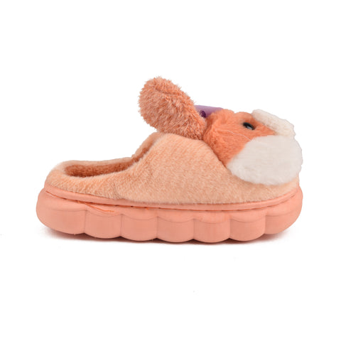 Kids Orange Fur Slides KD206