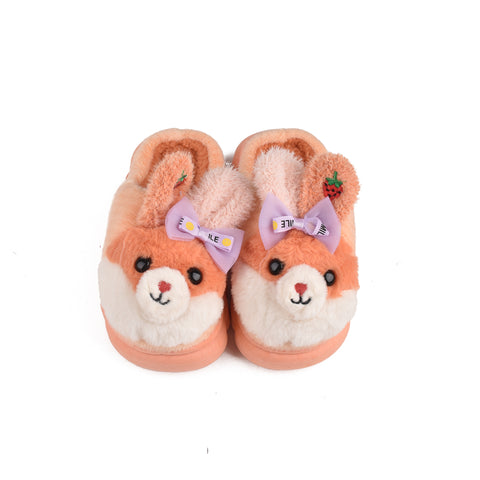 Kids Orange Fur Slides KD206