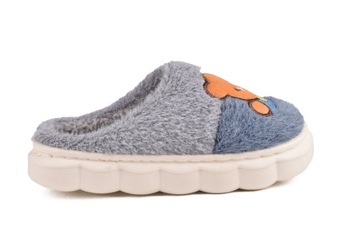 Kids Blue Fur Slides KD115