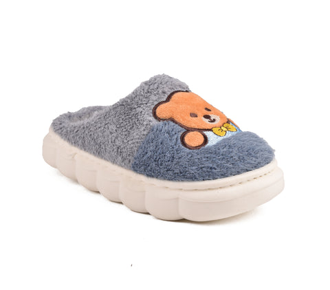 Kids Blue Fur Slides KD115
