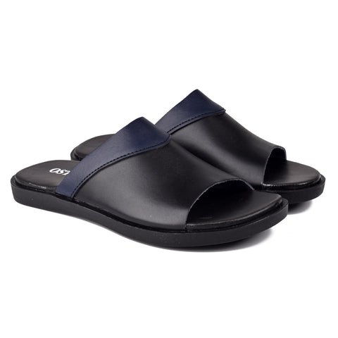 Boys Black Leather Slippers KD136