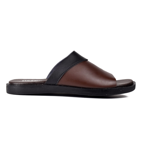 Boys Coffee Leather Slippers KD136