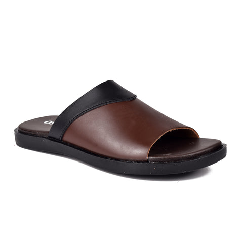 Boys Coffee Leather Slippers KD136