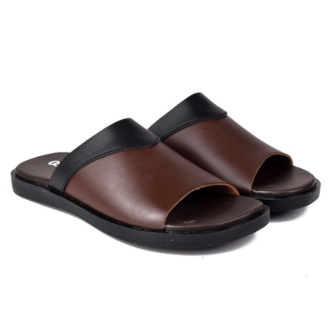 Boys Coffee Leather Slippers KD136