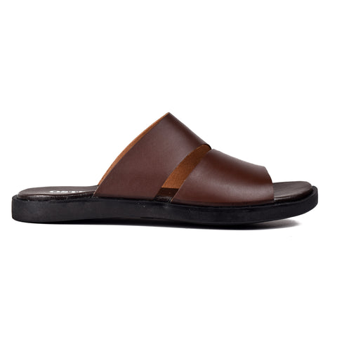 Boys Coffee Leather Slippers KD135