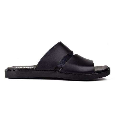 Boys Black Leather Slippers KD135