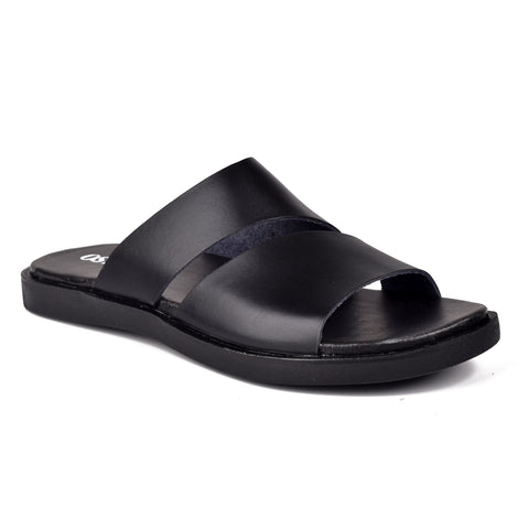 Boys Black Leather Slippers KD135