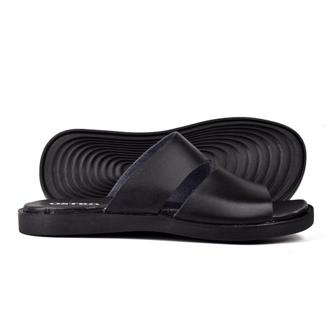 Boys Black Leather Slippers KD135