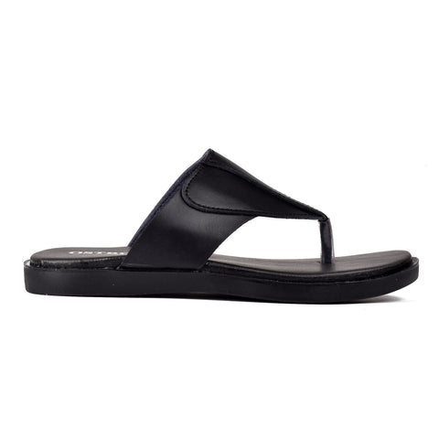 Boys Black Leather Slippers KD137