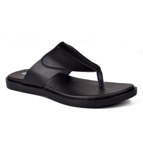 Boys Black Leather Slippers KD137