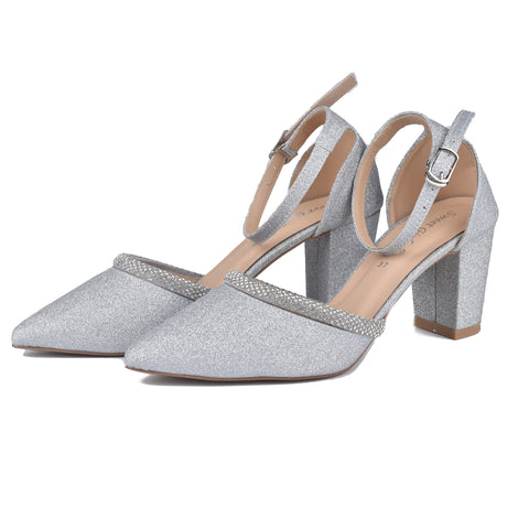 Silver Fancy Court Shoes WN1129