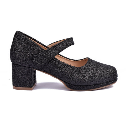 Girls Black Fancy Heals KD1073