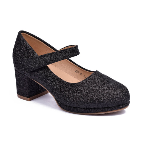 Girls Black Fancy Heals KD1073